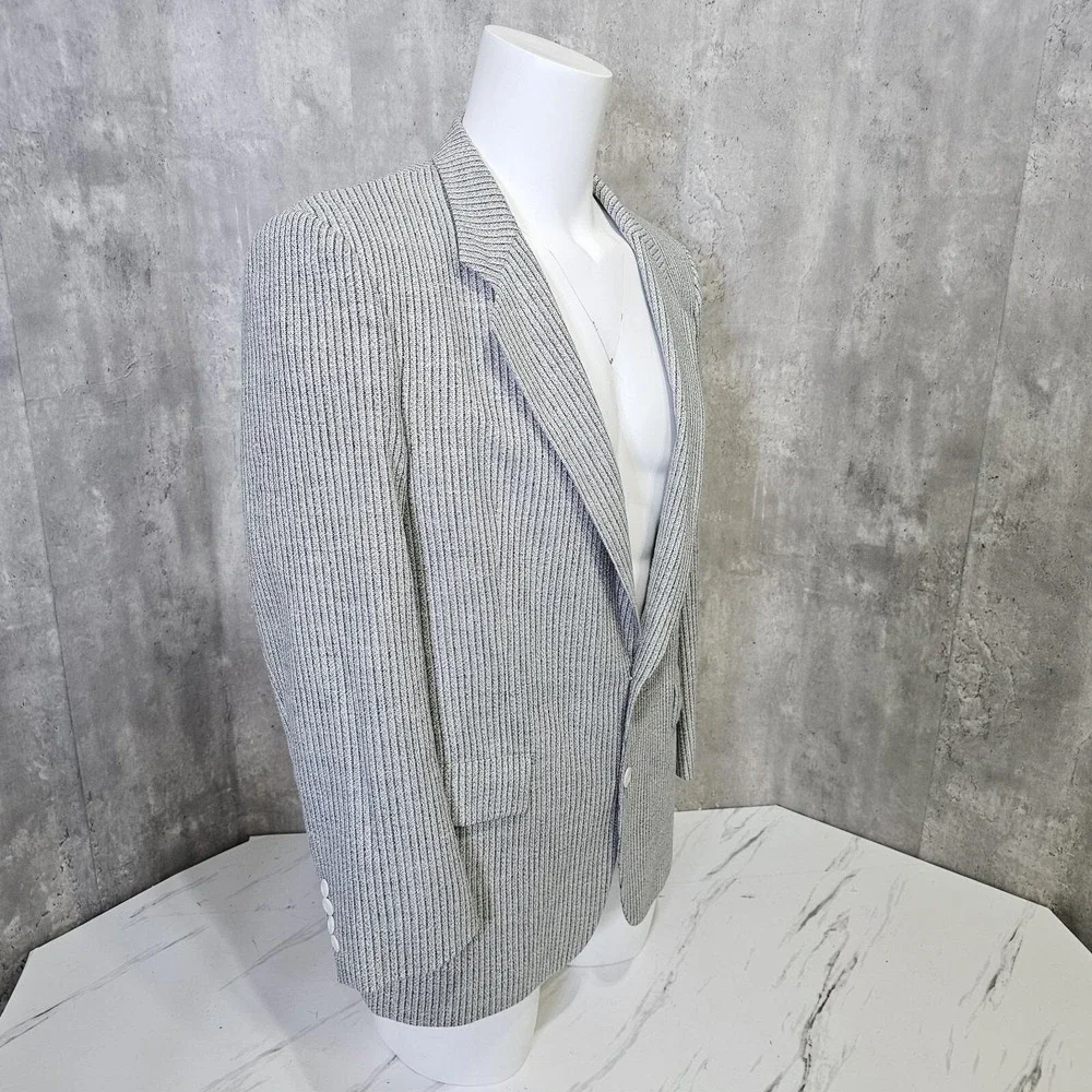 Christian Dior Monsieur Mens Striped Two Button Blazer Sport Coat Made‎ in USA